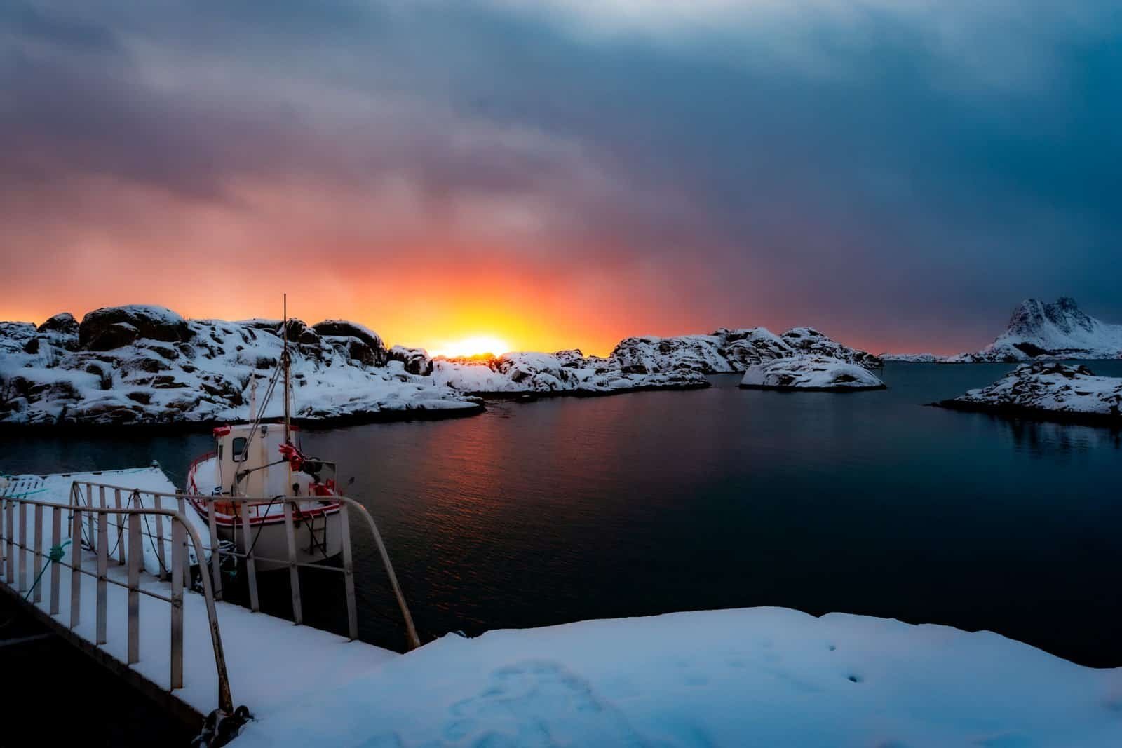 Winter Harbour at First Light – Lofoten Archipeligo, Norway